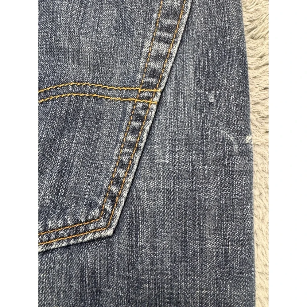 Levis 527 Jeans Men 36x32 Blue Slim Boot Distressed Whisker Denim Cowboy Western